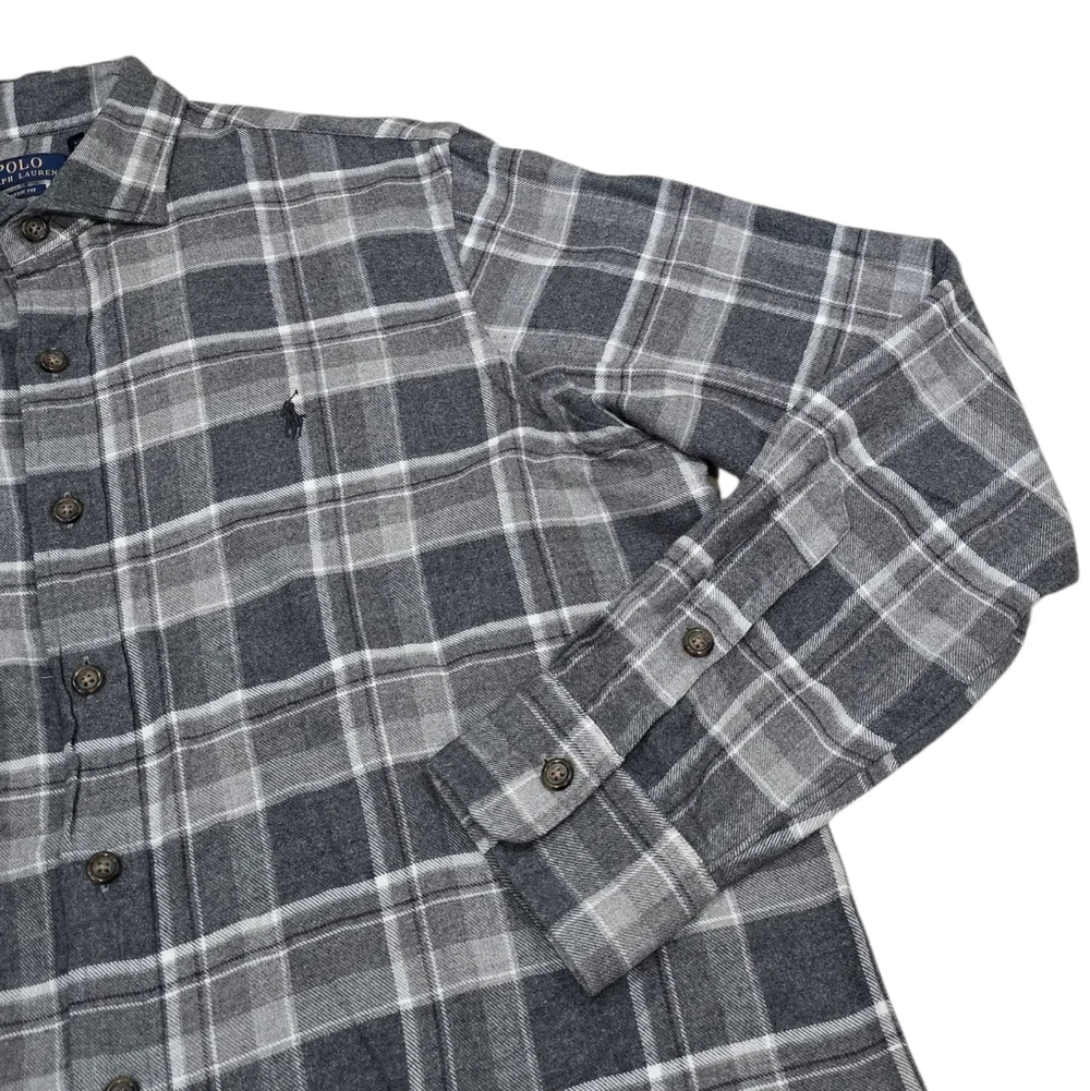 Polo Ralph Lauren Checked Cotton-Flannel Shirt In Gray